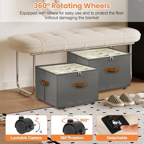 Foyego 2 Pack Shoe Organizer for Closet, Shoe Storage with Wheels, Gray — view 5
