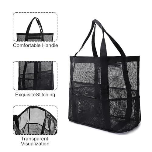 MQWDGJ Large Mesh Beach Bag for Women, Waterproof Sandproof Beach Tote Bag — view 5