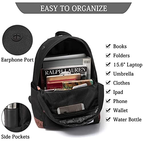 Backpack for Men and Women, VASCHY School Backpack, Laptop Backpack, Leisure Backpack, black, standard size, Daypack Backpacks — view 4