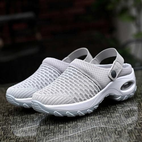 HEONSATI Orthopaedic Trainers Women Slip-On Backless Arch Support Summer Shoes Swollen Feet Casual Breathable Bathing Sandals Diabetic Lightweight Walking Slippers Mule Flat Air Cushion Beach — view 4