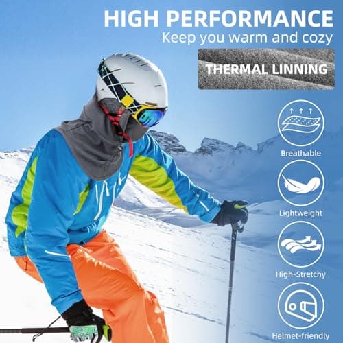 AYPOW Balaclava Ski Mask Windproof Winter Thermal Face Mask Unisex, Elastic Warm Soft Fleece Hood Breathable Face Cover Multifunction Ski Snood Men Women Neck Warmer Outdoor Sports Motorcycle Cycling — view 2