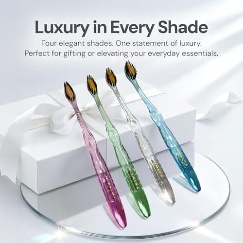 Nano-b Manual Toothbrush for Adults with Sensitive Gums, Gold & Charcoal Soft/Medium Bristles, Travel Case, Green — view 6