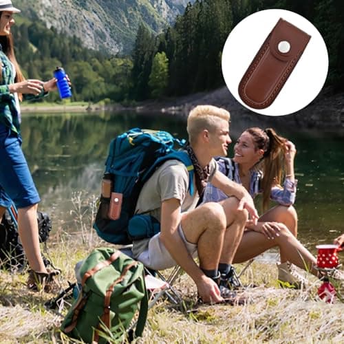2 Pack Pocket Knife Sheath, Multitool Sheath, Leather Knife Sheath Holster with Belt Loop, Snap Fastener Hunt Holder Pocket for Travel Multi Tool Case Belt Hiking Pouch Holster — view 6