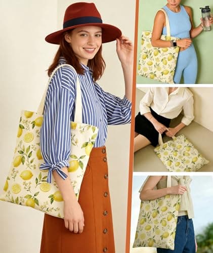 Lemon Canvas Tote Bag Women - Ladies Polyester over the Shoulder Bag Girl — view 4