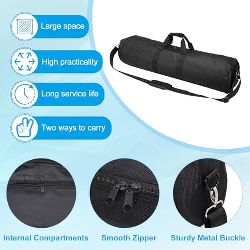 PATIKIL Tripod Carrying Case, 35.4" x 7.9" Heavy Duty Nylon Padded Tripod Bag with Adjustable Shoulder Straps and Handles for Light Stands Umbrellas tripods mic Speaker Stand, Black — view 4
