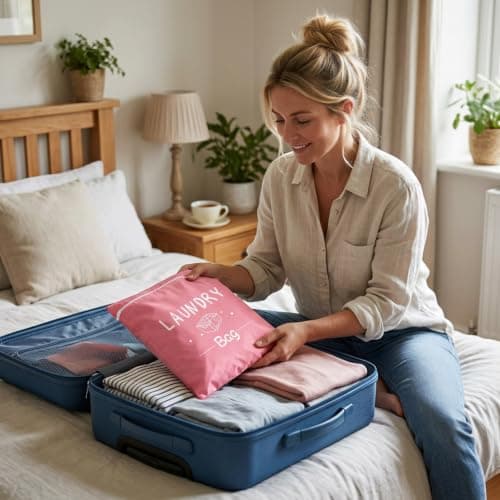 Laundry Bags, Travel Laundry Bag Set of Four, Laundry Bags for Travelling, Compact Wet Bag for Dirty Clothes, Portable Mesh Storage Organiser — view 5