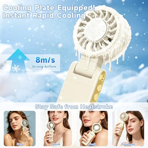 Handheld Portable Turbo Fan with Ice Cooling，Foldable Clip on fan(Khaki) — view 2
