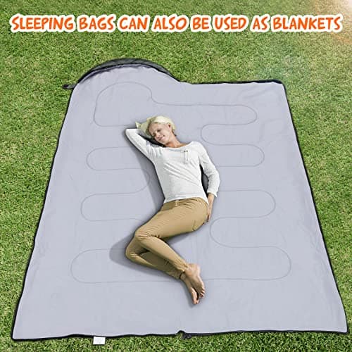 Pystuvo Sleeping Bag for Adults,4 Season Sleeping Bag,Lightweight,Waterproof Indoor & Outdoor Use,Black+Gray — view 3