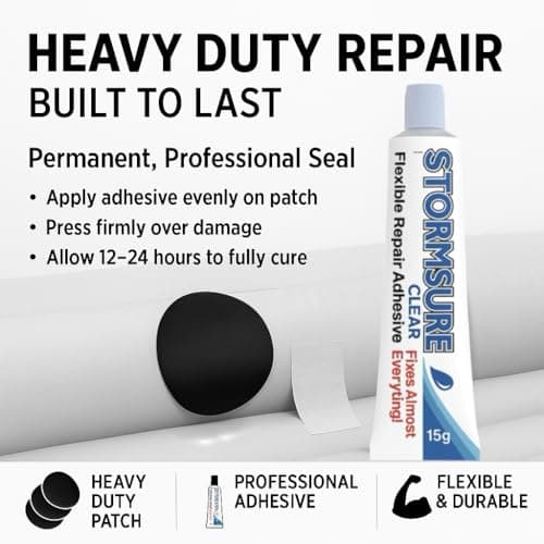 AIR BED REPAIR PATCH KIT - Heavy Duty Puncture Repair - Flexible Waterproof Glue - Vinyl PVC And Suede Top AirBed — view 3