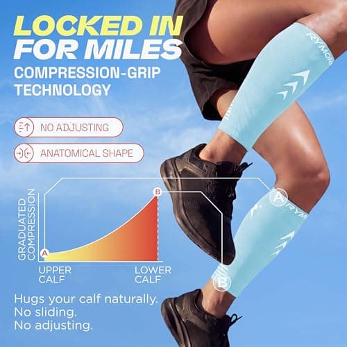 Rymora Calf Compression Sleeves for Men & Women (Ideal for Sports, Running, Shin Splints & More) (One Pair) (Sky Blue) (Medium) [M] — view 6