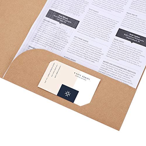 10Pcs A4 Kraft File Folders Foolscap Square Cut Folders Office Insert Presentation Document Folder Holder Reports Project Folders Portfolio Paperwork Organiser with Cards Slot for Office School Travel — view 5
