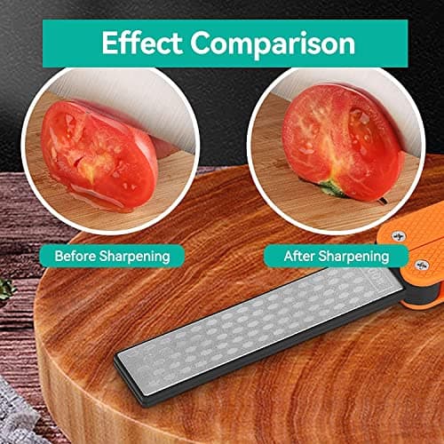 Zerodis 400/600 Grit Knife Sharpener, Folding Double-Sided Diamond Sharpening Stone Tool for Outdoor Camping Garden Kitchen(Yellow) — view 4