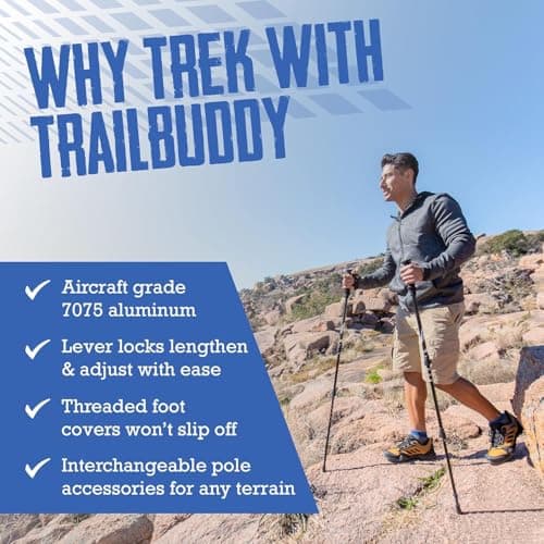 Hiking Trekking Poles, 2 Pack Lightweight, Collapsible Walking Poles for Snowshoe & Backpacking Gear, Walking Sticks for Hiking, 7075 Aluminum with Cork Grip — view 2