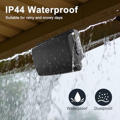 STUDIOFINIX 6.5 Inch 400W Outdoor Bluetooth Speakers Waterproof Wired, Wall Mount Speakers All-Weather Durability for Patio, Covered, Deck, Porch, Pool(Pair, Black) — view 4
