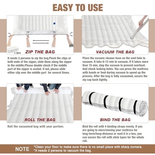 Oumaru Mattress Vacuum Bag for Moving, Vacuum Seal Bag for Memory Foam or Latex Mattress, Mattress Compression, Storage for Returns, and Moving (King/Double 4ft Small Double) — view 3