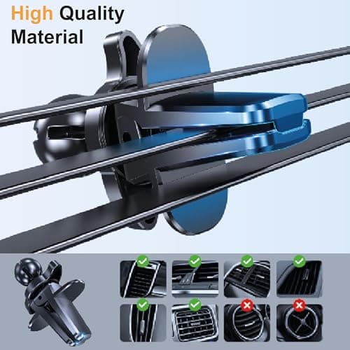 Mobitel Car Phone Holder Air Vent Mount Universal Phone Holder for Car with Strong Grip Clamp 360° Rotation One Hand Release Hands-Free Vent Mount for iPhone 17 16 Samsung Galaxy Google Smartphones — view 2