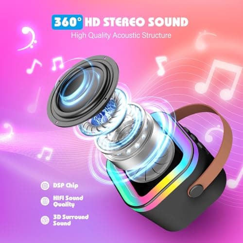 Dislocati 3-12 Year Old Boy Gifts, LED Karaoke Machine 2 Mics Adults & Kids — view 2