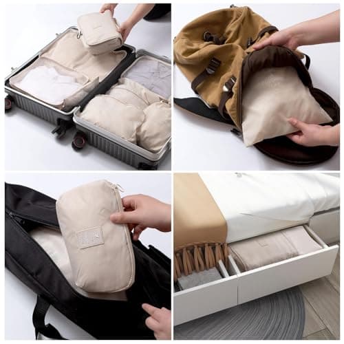 packing cubes for suitcases 9 PCS Packing Cubes compression（Beige） — view 6