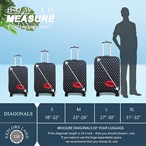 Explore Land Travel Luggage Cover Suitcase Protector Fits 18-22 Inch Luggage (Polkadot, S) — view 5