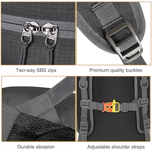 Bekahizar Lightweight Foldable Backpack 35L Hiking Rucksack Daypack Packable Travel Day Bag for Men Women Teens Outdoor Sports Walking Camping Travelling Cycling (Black) — view 4