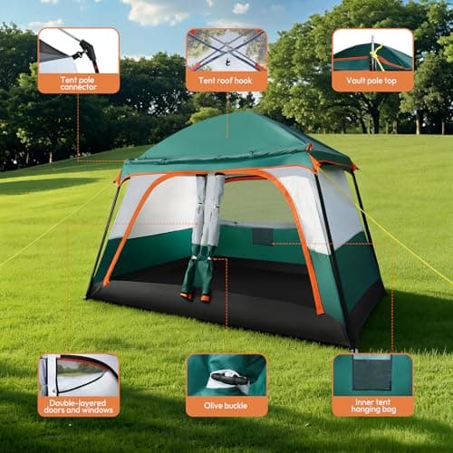 Treeboy bell tents for camping 4 person family large tent waterproof Green — view 6