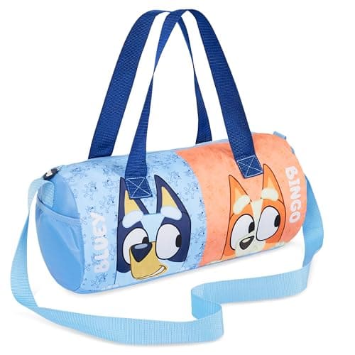 Bluey Duffle Bag for Kids Cute Travel Bag Holdall Weekend Bag for Sports PE Swimming Dance with Side Pockets Travel Essentials