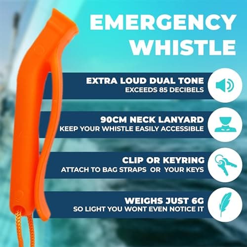 SwimCell Emergency Whistle - Swimming, Hiking, Camping - Orange (3 Pack) — view 2