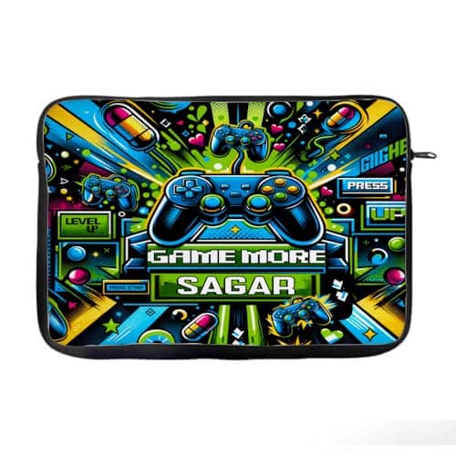 Personalised “Game More” Gamer Design – Custom Name - Back to School - Kids Gifts - Laptop Sleeve/Cover. (14")