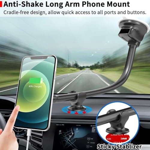 APPS2Car Magnetic Phone Holder for Car, 14-Inch Windshield Phone Mount — view 2