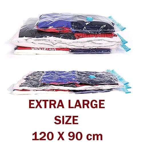 Large Space Saving Vacuum Storage Bags 3 Pack Clothes Bedding Organiser Under Bed Jumbo Vacuum Sealed Bags Reusable Save 80% More Storage Space Compression Seal for Closet Storage 90x120cm — view 4