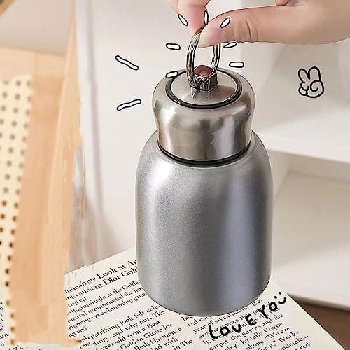 Small Mini Vacuum Insulated Water Bottle Flask for Hot Drink Double Wall Reusable Coffee Cup Thermal Mug, Stainless Steel Travel Mug — view 3