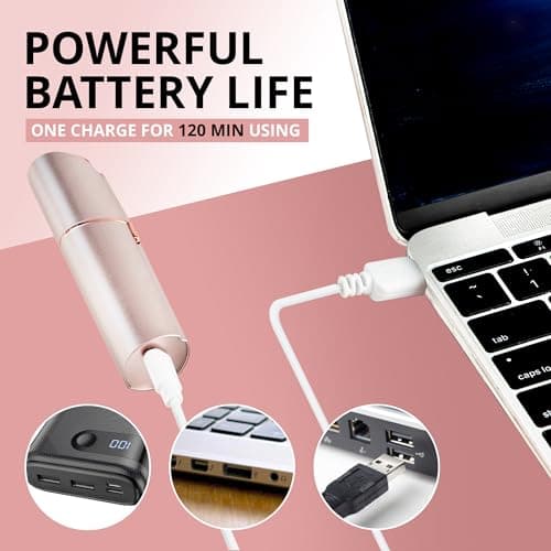 Facial Hair Removal for Women: Electric Hair Removal Device - Rechargeable Painless face Razor for Chin Upper Lip Peach Fuzz with Light (Gold) — view 4