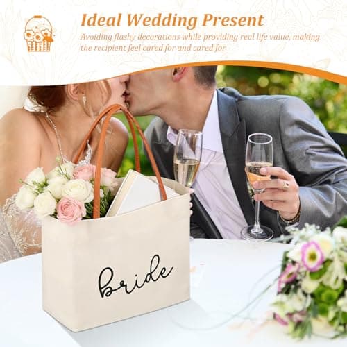 VAVPUP Bride Tote Bag Bride to be Gifts for Bridal Shower,Engagement,Wedding,Bachelorette Party,Honeymoon,Beach,Travel(Beige,1pcs) — view 6