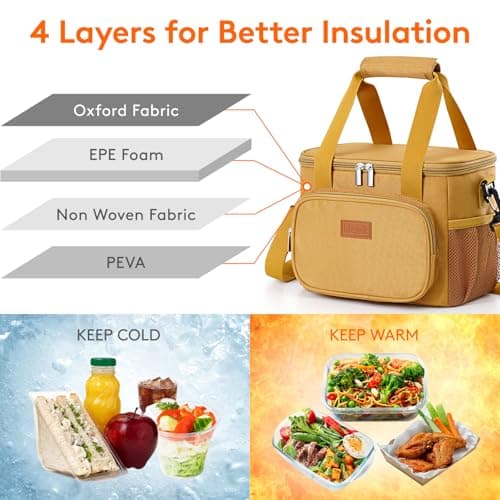 Lifewit Lunch Bag 9L 12 Can Insulated Lunch Box Soft Cooler Cooling Tote for Adult Men Women, Brown — view 2