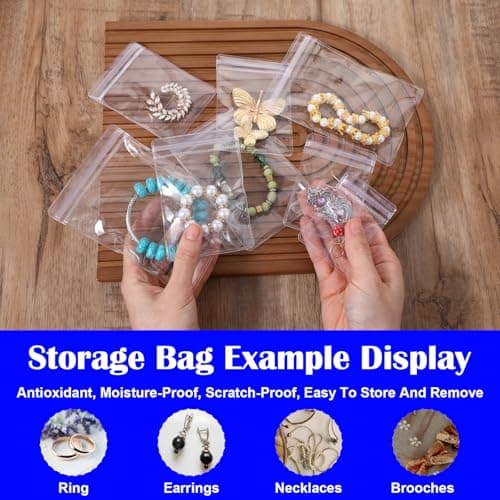 Sorcristy 5 Sizes Jewellery Bags, 50Pcs Jewellery Pouches Small with Self-Sealing Zipper Anti Tarnish Jewelry Storage Bags for Rings, Earrings, Bracelets, Small Packaging — view 5