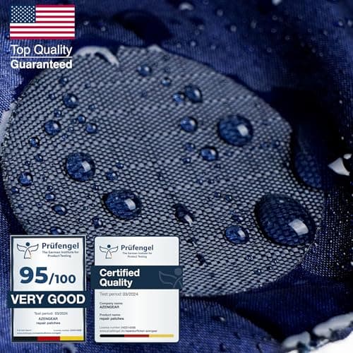 aZengear Self-Adhesive Repair Patches (30+ Colours) for Down Jackets, Puffer Coats, Tents, Upholstery - Waterproof, Tear-Cold-Heat-Resistant Nylon Polyester Fabric (11 Pcs, Dark Navy) — view 5