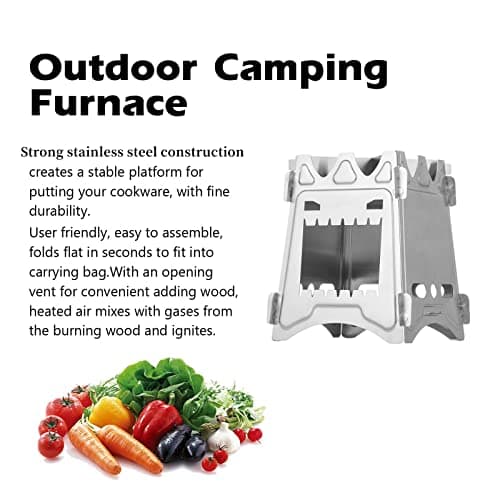 Portable Folding Wood Burning Camping Stove - Lightweight Backpacking Stove for Outdoor Cooking, Hiking, Picnic & Travel | Compact Space-Saving Design — view 4