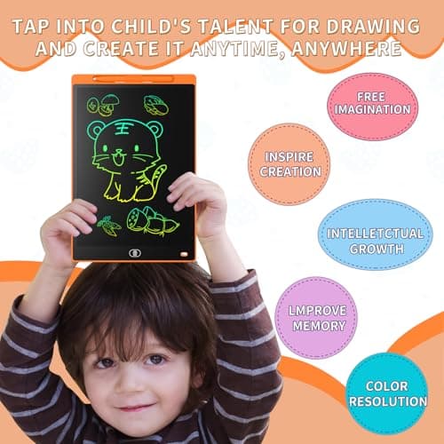 Genialba 10 inch LCD Writing Tablet Colorful Screen Drawing Board Toddler Toys Learning Educational Toys Gifts for Birthday for 2 3 4 5 6 Year Old Boys Girls (Orange) — view 6