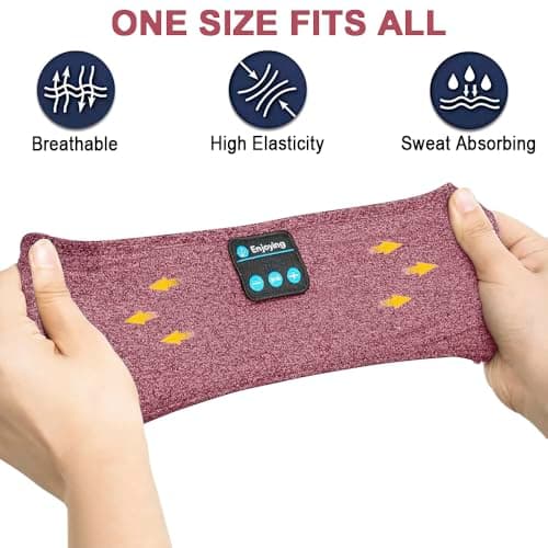 Sleep Mask Headphones Bluetooth Headband for Men & Women - Eye Mask for Travel, Nap, Meditation, Relaxation (Red) — view 3