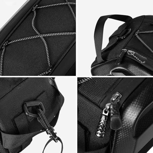 doorslay Bike Rack Bag, 10L Large Capacity Rainproof Commuter Travel Outdoor Bike Saddle Bag with Reflective Strips, for Rear Rack Storage Black (YA693) — view 3