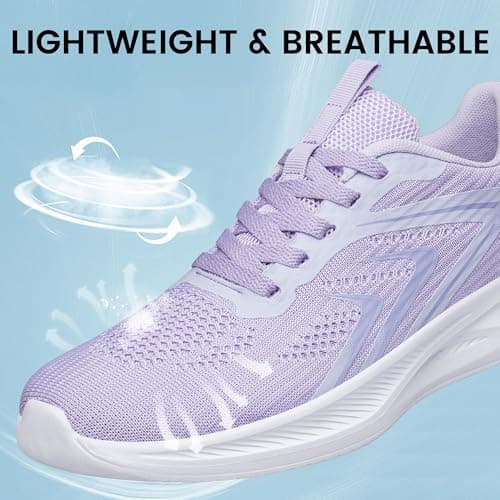 HOIYHEK Wide Fit Trainers for Women Wide Toe Box Shoes Womens Lightweight Breathable Mesh Footwear Running Shoes Non-Slip Comfort Walking for Gym Walking Dark Purple Size 8 — view 4