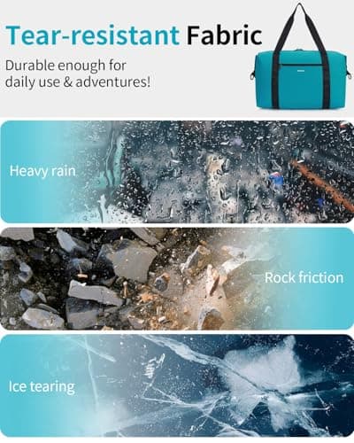 ECOHUB for Ryanair Cabin Bags 40x30x20, 2Pcs Foldable Underseat Holdall Carry On Bag, Anti-Tear Lightweight Travel Duffel Bag, Water-Resistant Overnight Weekend Bag for Women & Men, 24L-Bluegreen — view 4