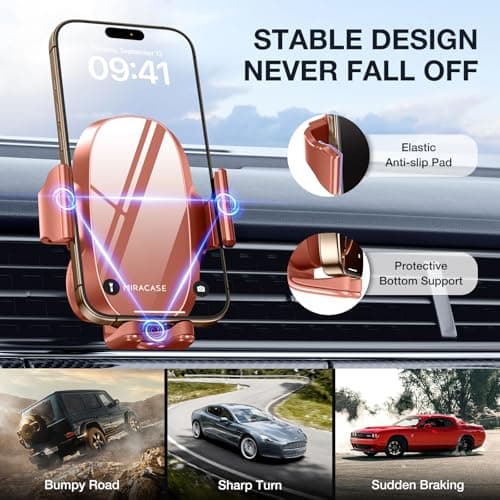 miracase 2nd Generation Car Phone Holder, Air Vent Phone Holder for Cars 360° Rotation, Universal Mobile Phone Mount Automobile Cradles for Vent Van iPhone 17 16 15 14 Pro Max 13 12 11 Samsung — view 2
