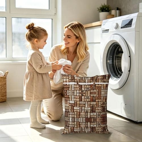 Wine cork Print Large Travel Laundry Bags,Washable Dirty Clothes Bags for Travel,Dry & Wet Use. — view 6