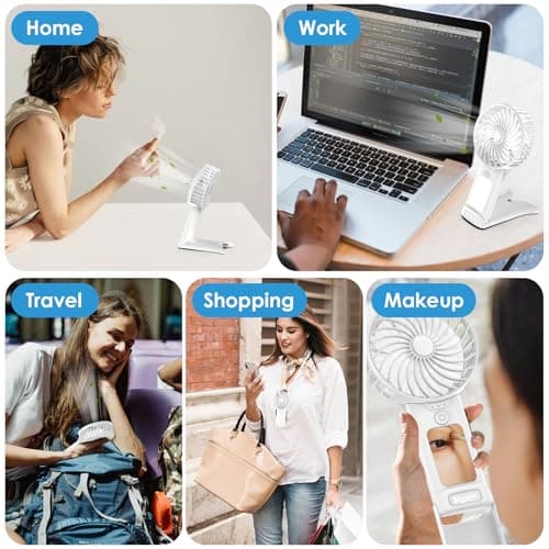 Bigqin Mini Portable Fan, USB Rechargeable F an with Mirror and Lanyard, 4 Speed Silent Battery Operated Hand held Fa n, Powerful Mini F a n for Home,Office,Travel and Outdoors — view 6