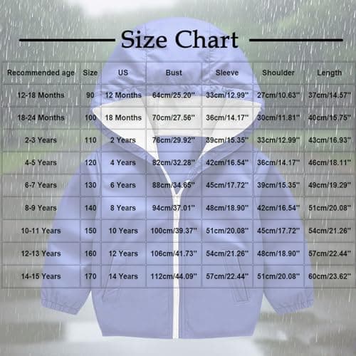 duxyoz Boys Girls Waterproof Jacket Toddler Baby Boy Girl Kids Rain Jacket Lightweight Breathable Rain Coat Windproof Zip Up Hooded Storm Jackets Water Resistant Raincoat Windbreaker 12-18 Months — view 3