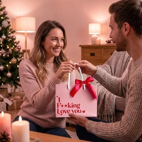Valentines Gift Bag with Ribbon Bow, Pink Gift Bags for Valentine's Day, Mother's Day, Birthday, Wedding - Pink Valentine Gift Bags for Him/Her Boyfriend Girlfriend Bestie — view 3