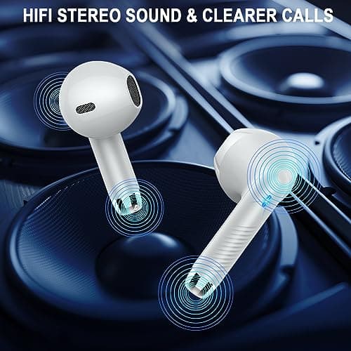 Wireless Earbuds, Bluetooth 5.4 Headphones in Ear with 4 ENC Noise Cancelling Mic, Bluetooth Earbuds 40H Playtime, HiFi Stereo Deep Bass Wireless Earphones IP7 Waterproof, USB-C Fast Charge Light Grey — view 2