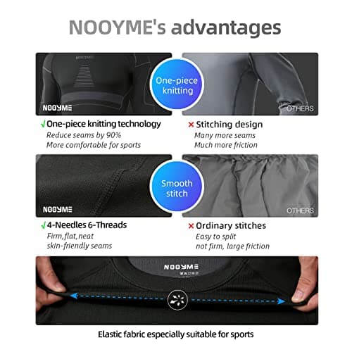NOOYME Men's Thermals Base Layers Ski Compression Top & Bottoms Set — view 4
