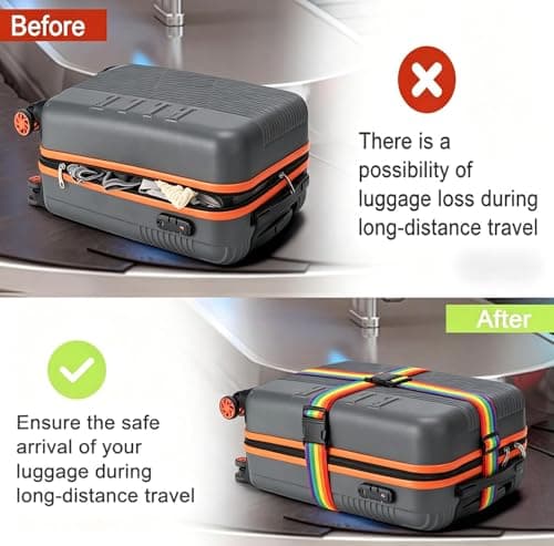XILIYAI 4 Pack Heavy Duty Adjustable Luggage Straps for Suitcases, Travel Belt 79" Long Keep Suitcase Secure While Traveling, Extends Life of Bag, Luggage Accessories for Suitcases, 2Pcs Rainbow — view 4